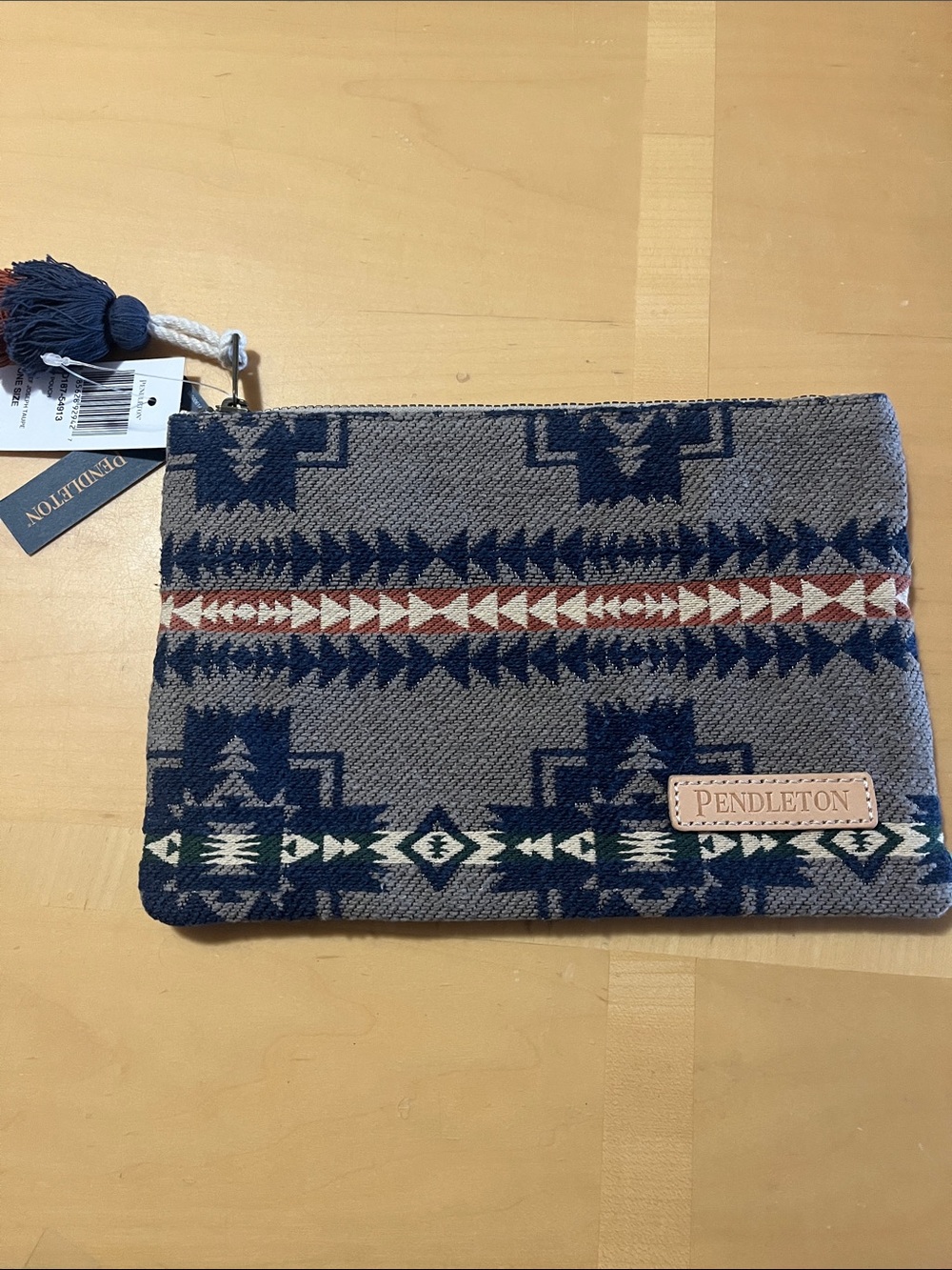 Pendleton Navy, Gray and Rust Geometric Toiletry Pouch